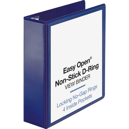 Business Source View Binder, D-Ring, 3in Capacity, 11inx8-1/2in, Navy BSN26976